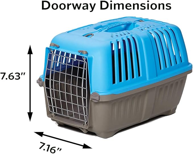 Pet Carrier: Hard-Sided Dog Carrier, Cat Carrier, Small Animal Carrier in Blue, Inside Dims 17.91 L x 11.5 W x 12 H & Suitable for Tiny Dog Breeds, Perfect Dog Kennel Travel Carrier for Quick Trips