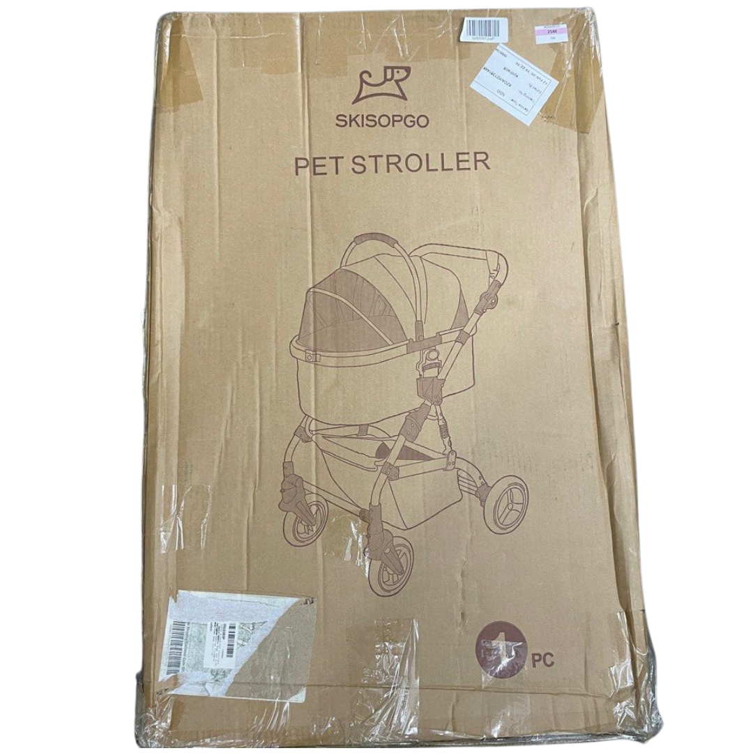 SKISOPGO 3-in-1 Pet Strollers for Small Medium Dogs Cat with Detachable Carrier Foldable Travel Pet Gear Stroller (Khaki)
